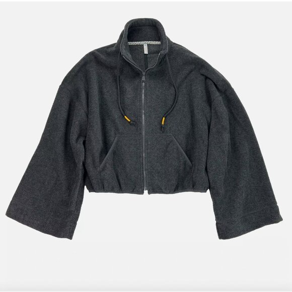 Free People Movement Climb High Gray Full Zip Fleece Jacket Flare Sleeves - Picture 8 of 16